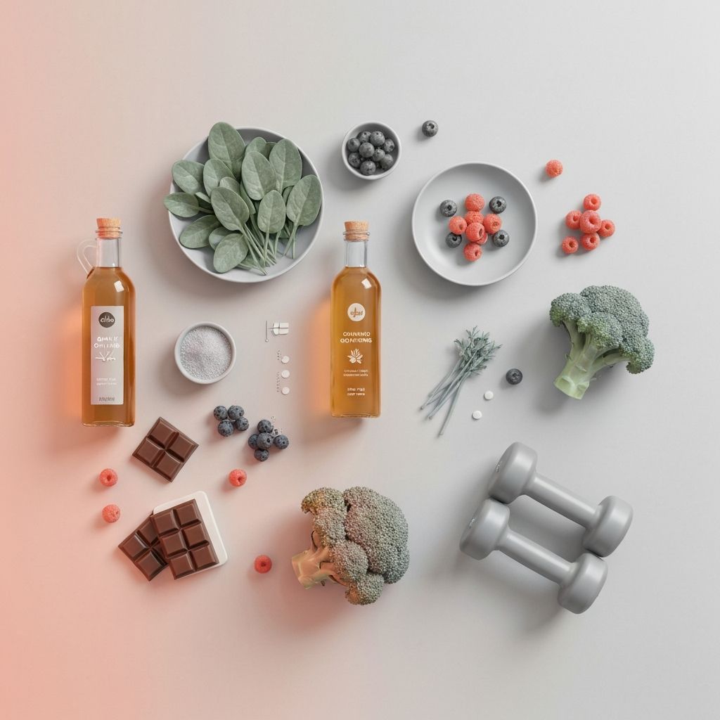 Contemporary arranged fresh vegetables and health markers visualization