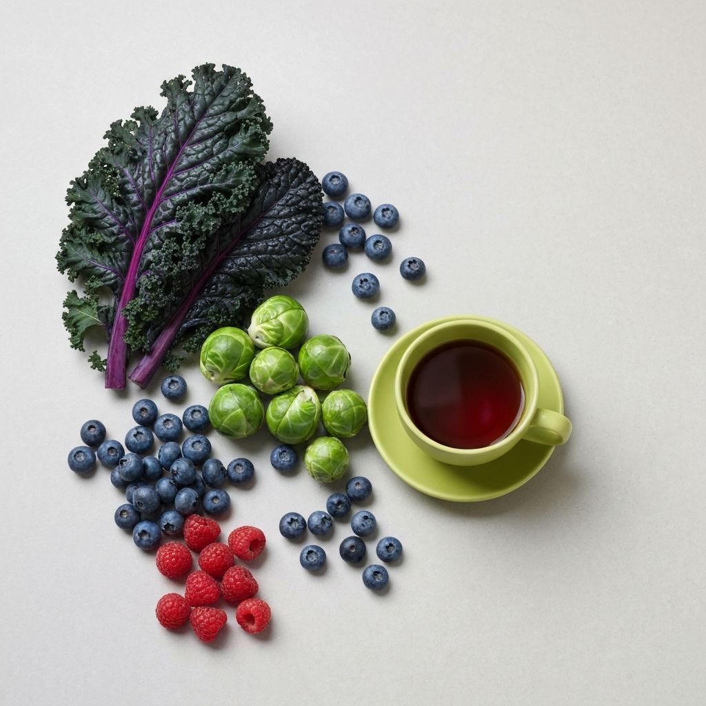 Polyphenol-rich foods arranged in contemporary minimalist style