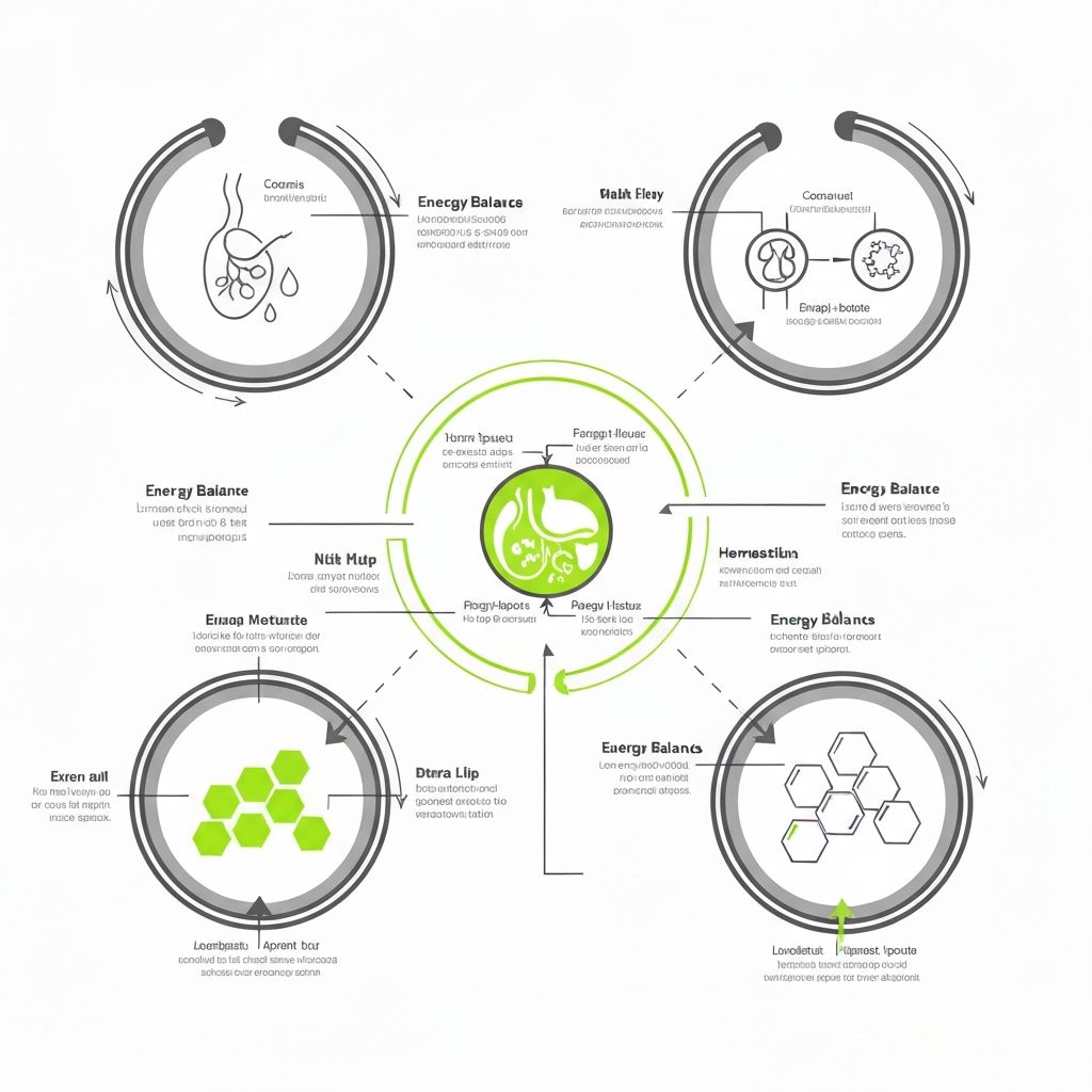 Modern minimalist infographic depicting energy balance mechanisms