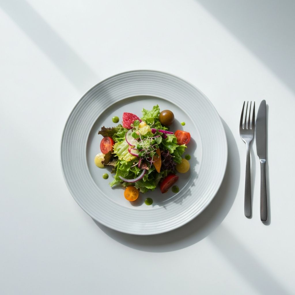 Contemporary clean meal composition in modern setting
